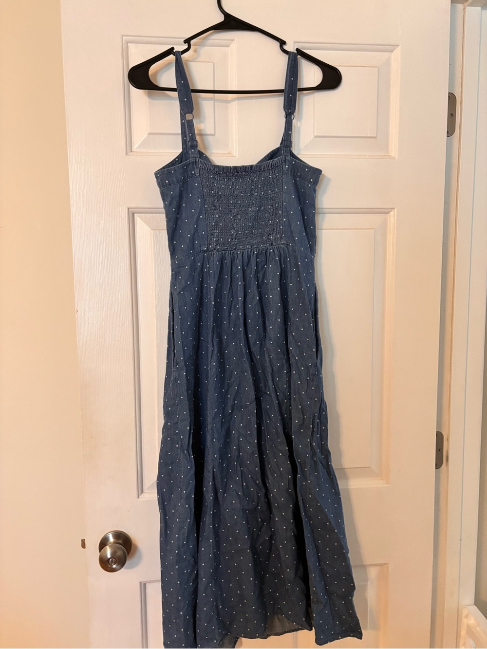 Market & Spruce Blue Polka Dot Button-Front Midi Dress - Picture 3 of 3